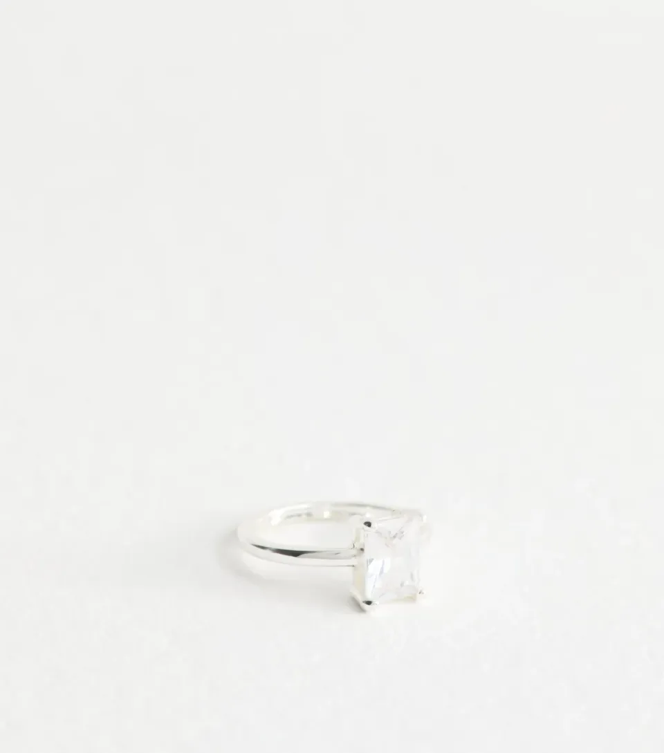 Silver Tone Cubic Zirconia Ring