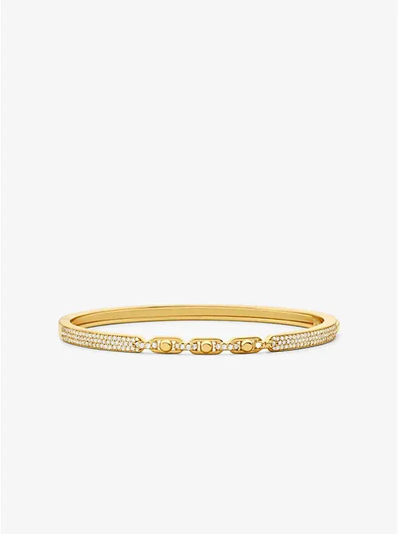 Astor Link Small Precious Metal-Plated Sterling Silver Pavé Bangle