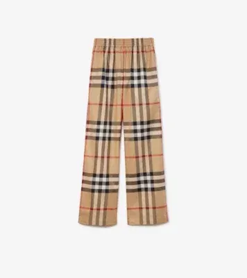 Check Cotton Trousers in Archive beige