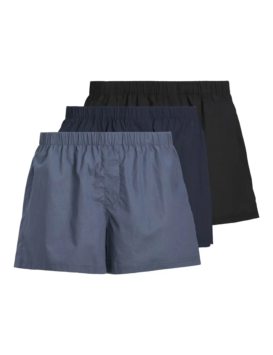 3 Pack Pure Cotton Woven Boxers Navy