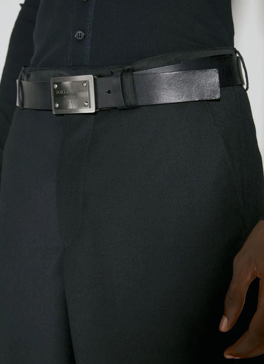 Logo Plaque Leather Belt