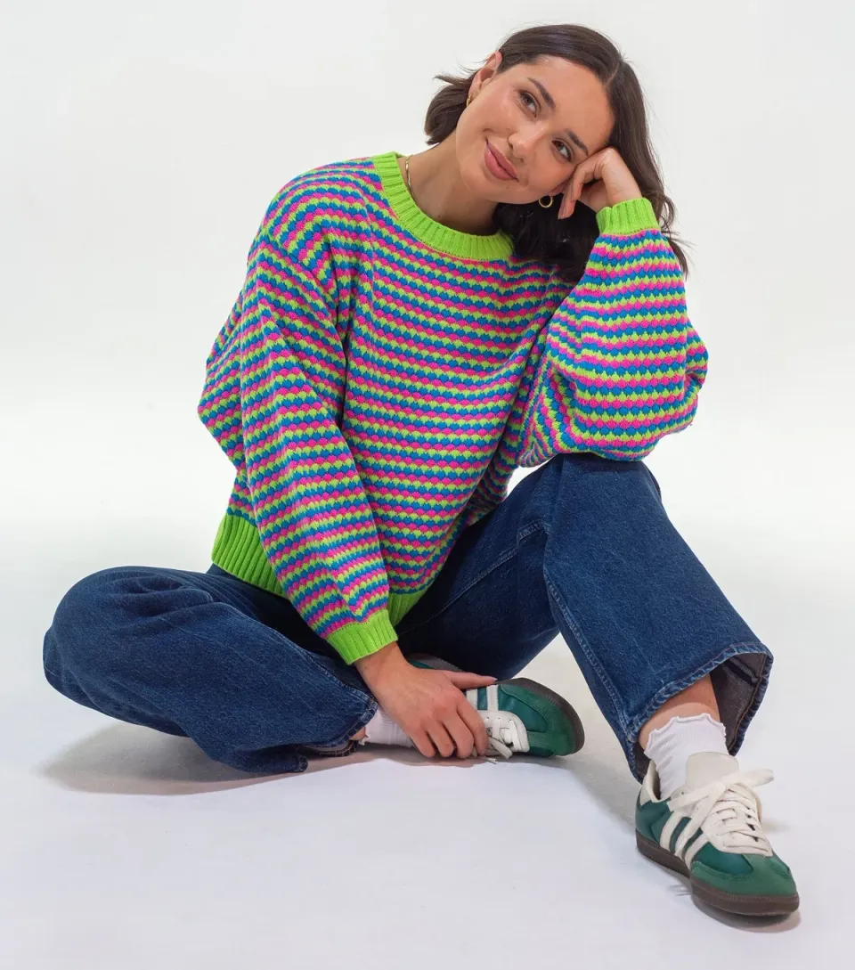 Women's Multicolour Geometric Knit Jumper