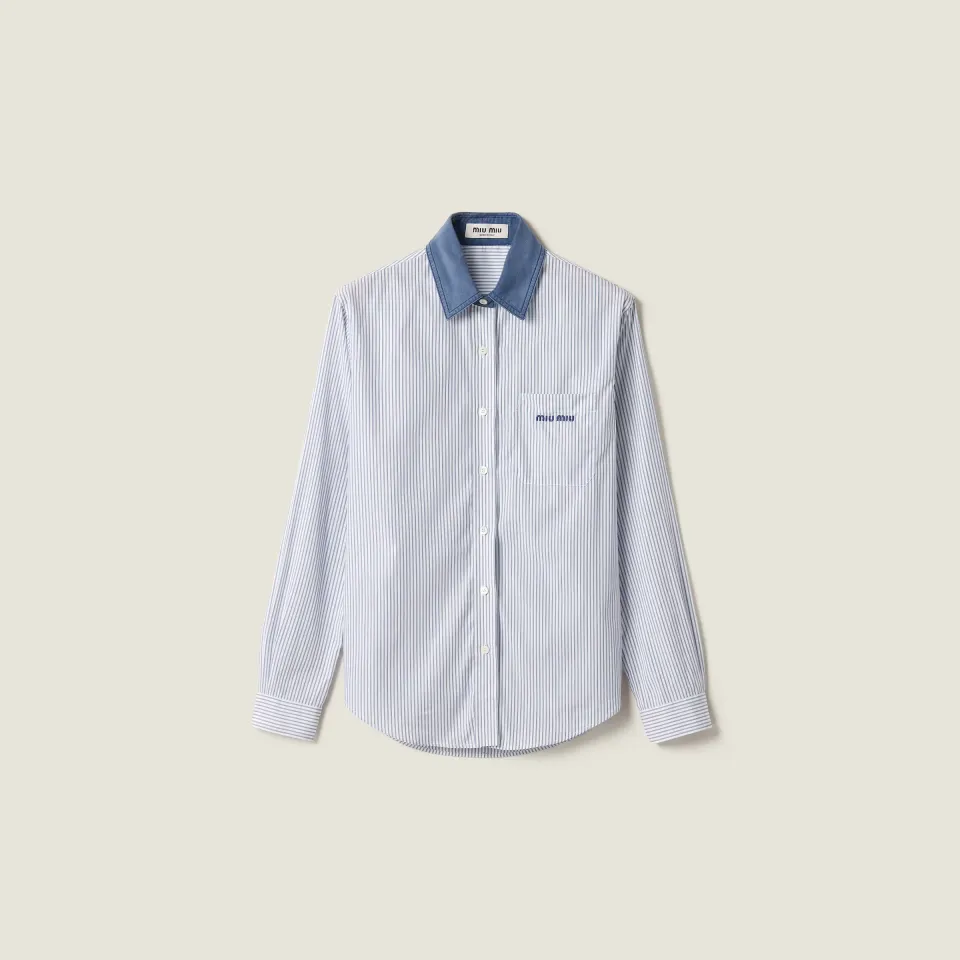 Striped poplin shirt
