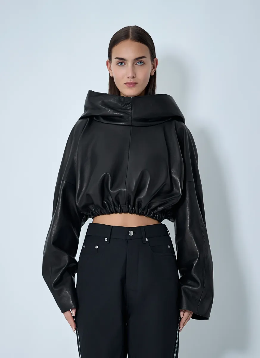 Hooded Leather Top