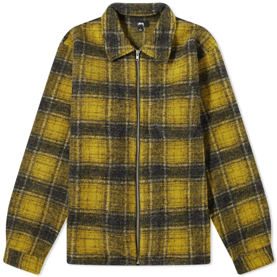 Wool Plaid Zip Shirt