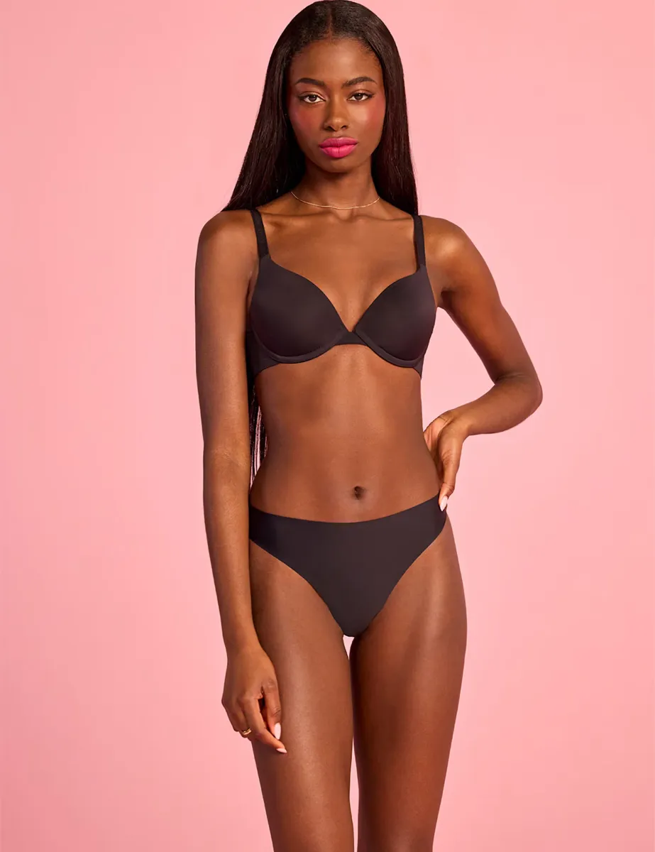 Wired Microfibre T-Shirt Push-Up Bra (B-DD) Black