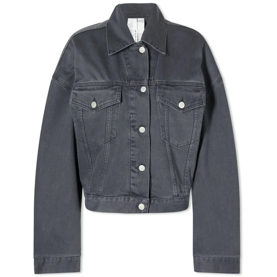Morris Cropped Faded Black Denim Jacket