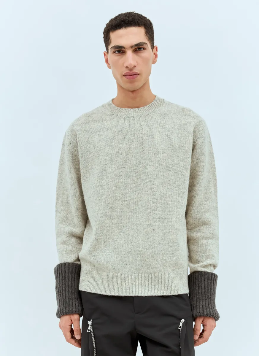 Contrast Cuffs Wool Sweater
