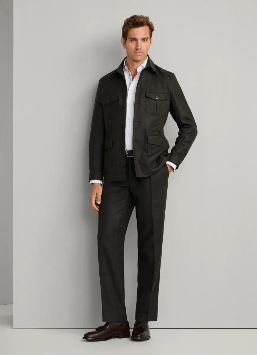 Slim Fit Kensington Wool Pleated Trouser