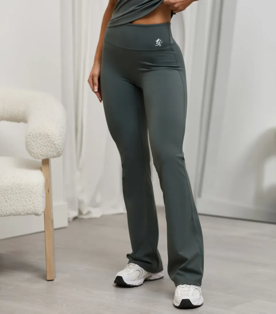 Women's 365 Khaki Green Flared Yoga Leggings