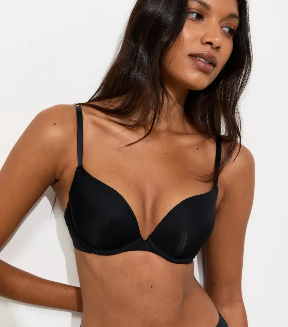 Women's Black Microfibre Push Up Bra