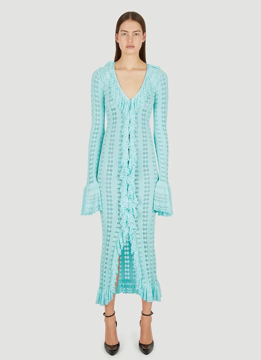Pointelle Knit Frilled Dress