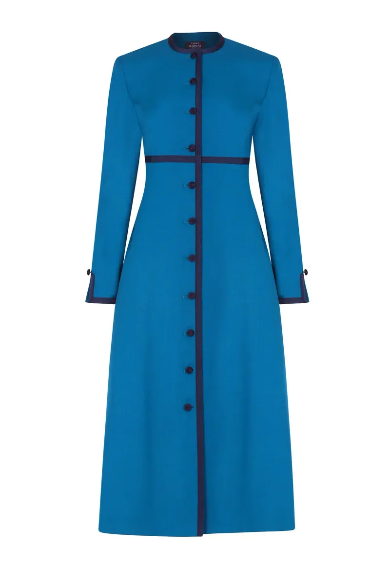 Sienna Coat in Petrol Wool Faille