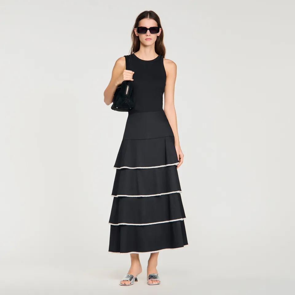 Long ruffled rhinestone skirt