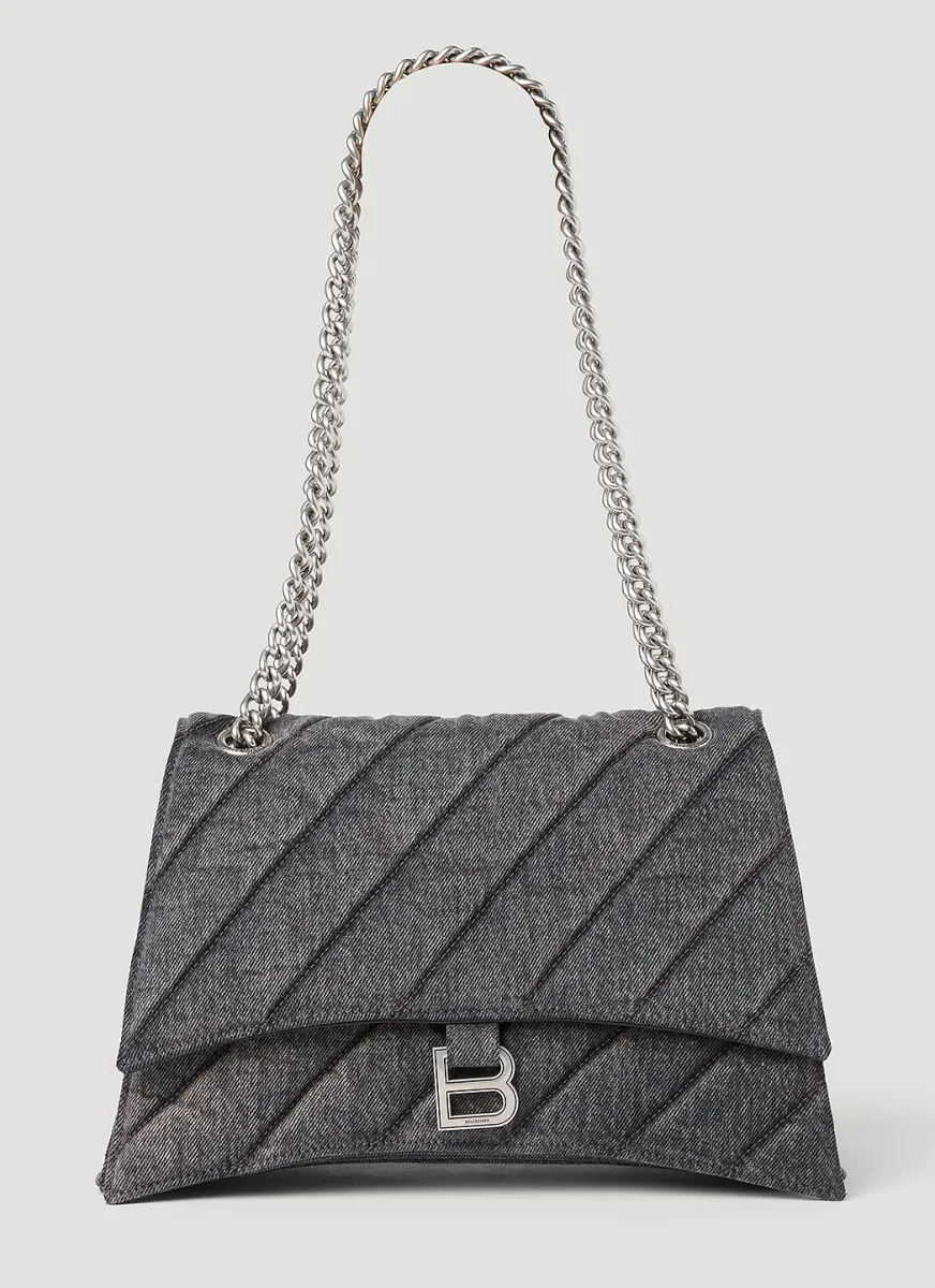 Crush Chain Denim Shoulder Bag