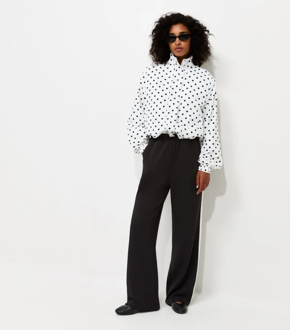 Women's Premium Black Side Stripe Wide Leg Trousers