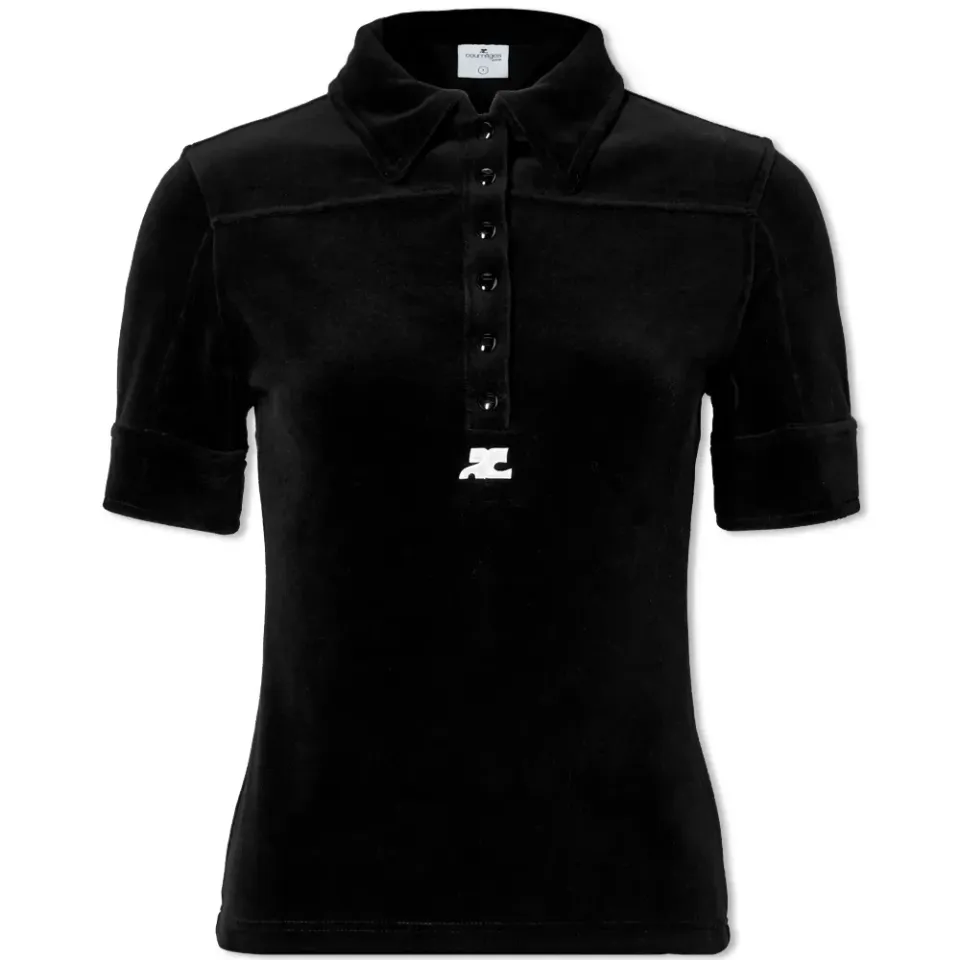Courrèges Velvet Polo T-Shirt