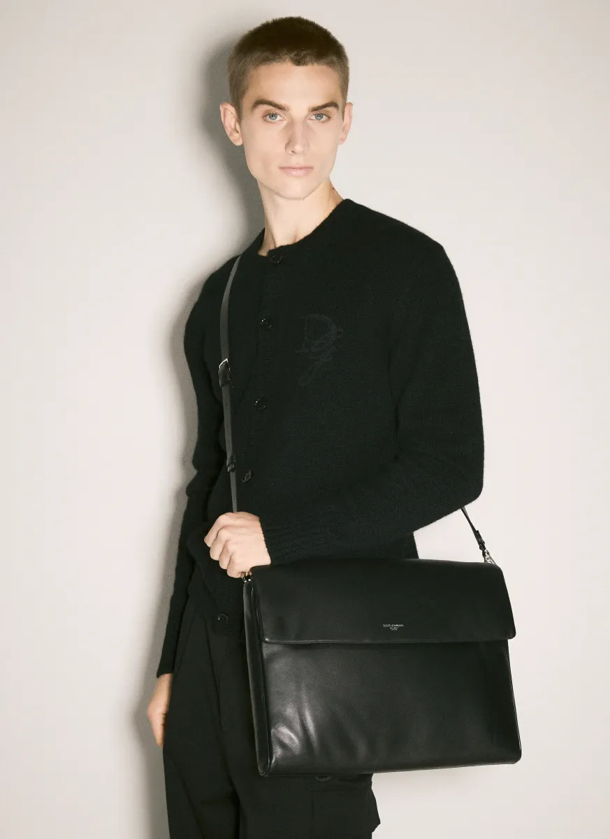 Logo Print Leather Crossbody Bag