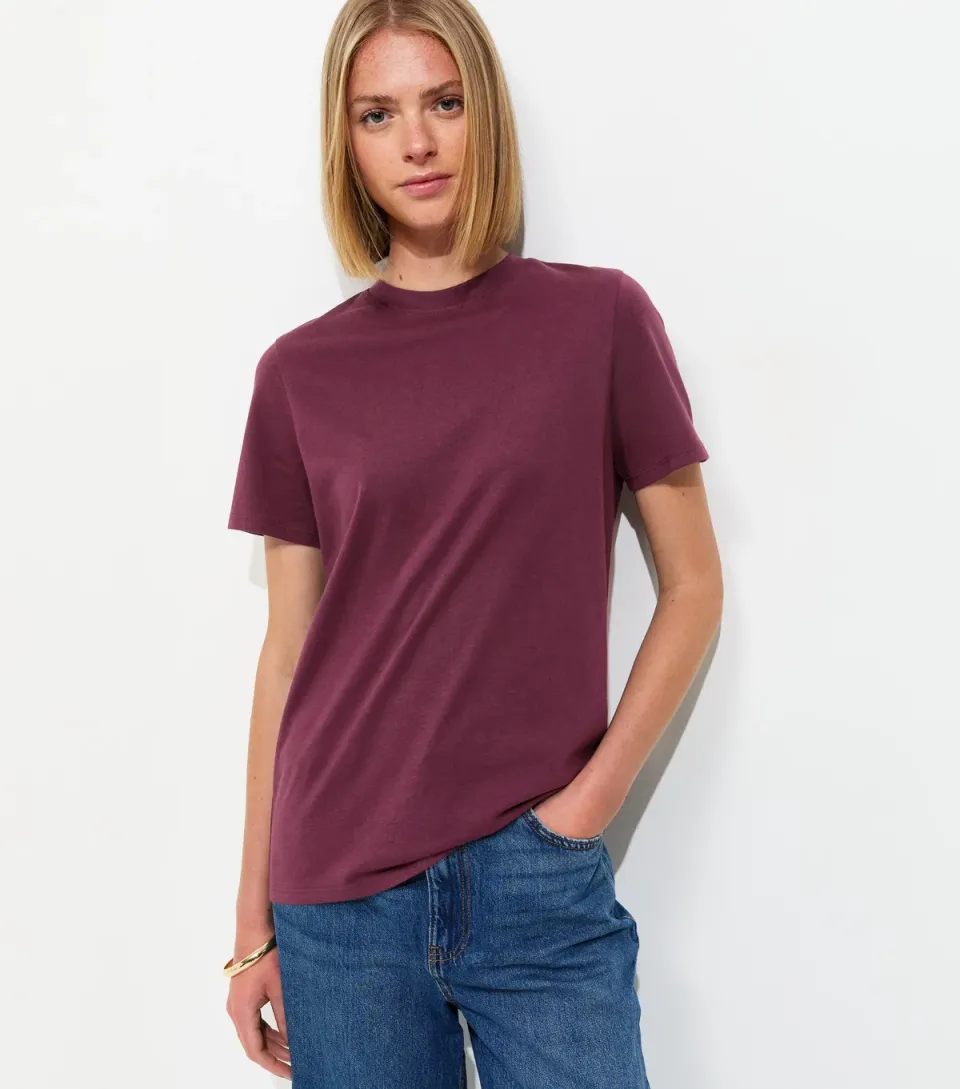Women's Dark Burgundy Cotton T-Shirt