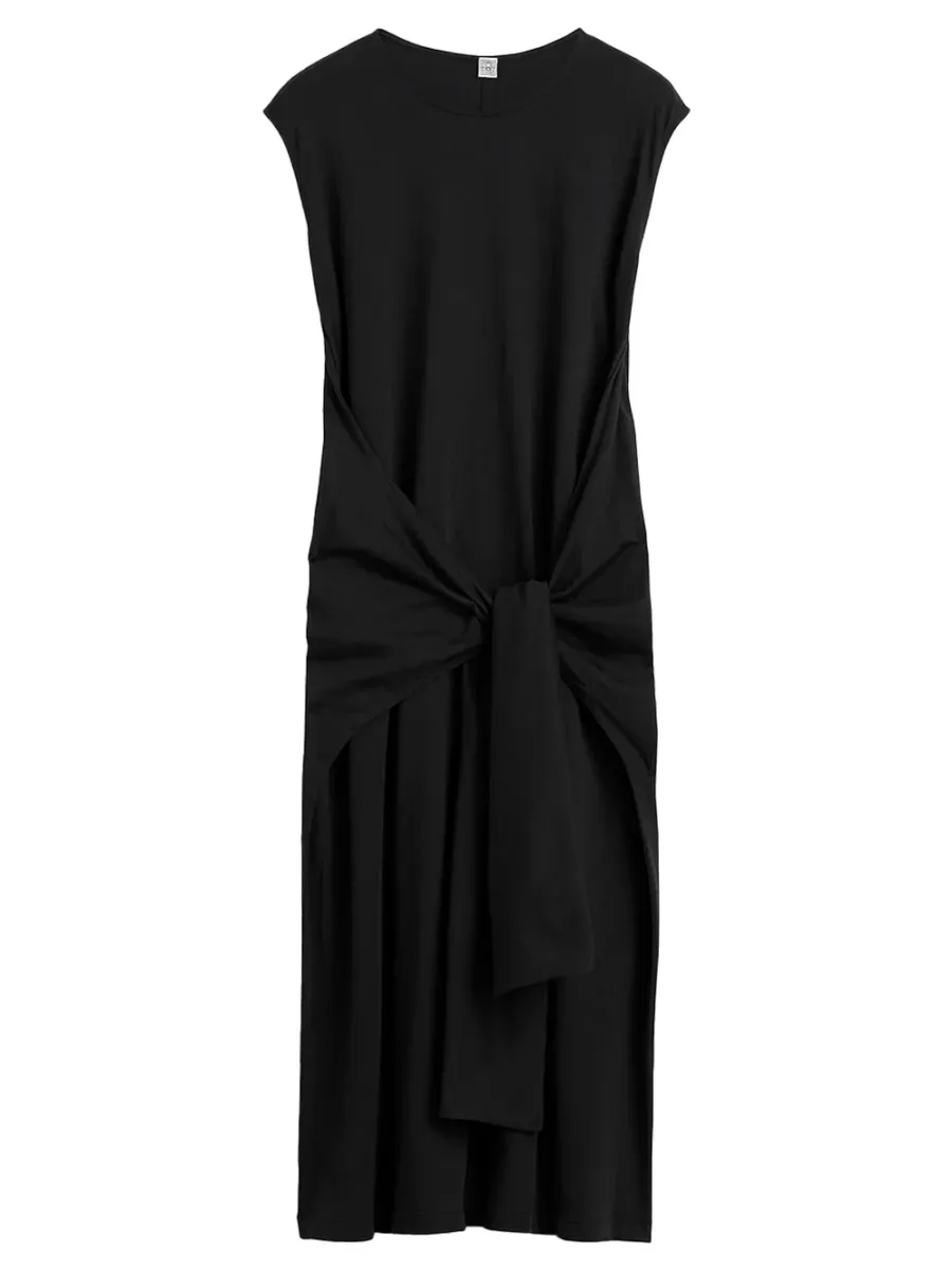 Tie-waist Jersey Dress Black