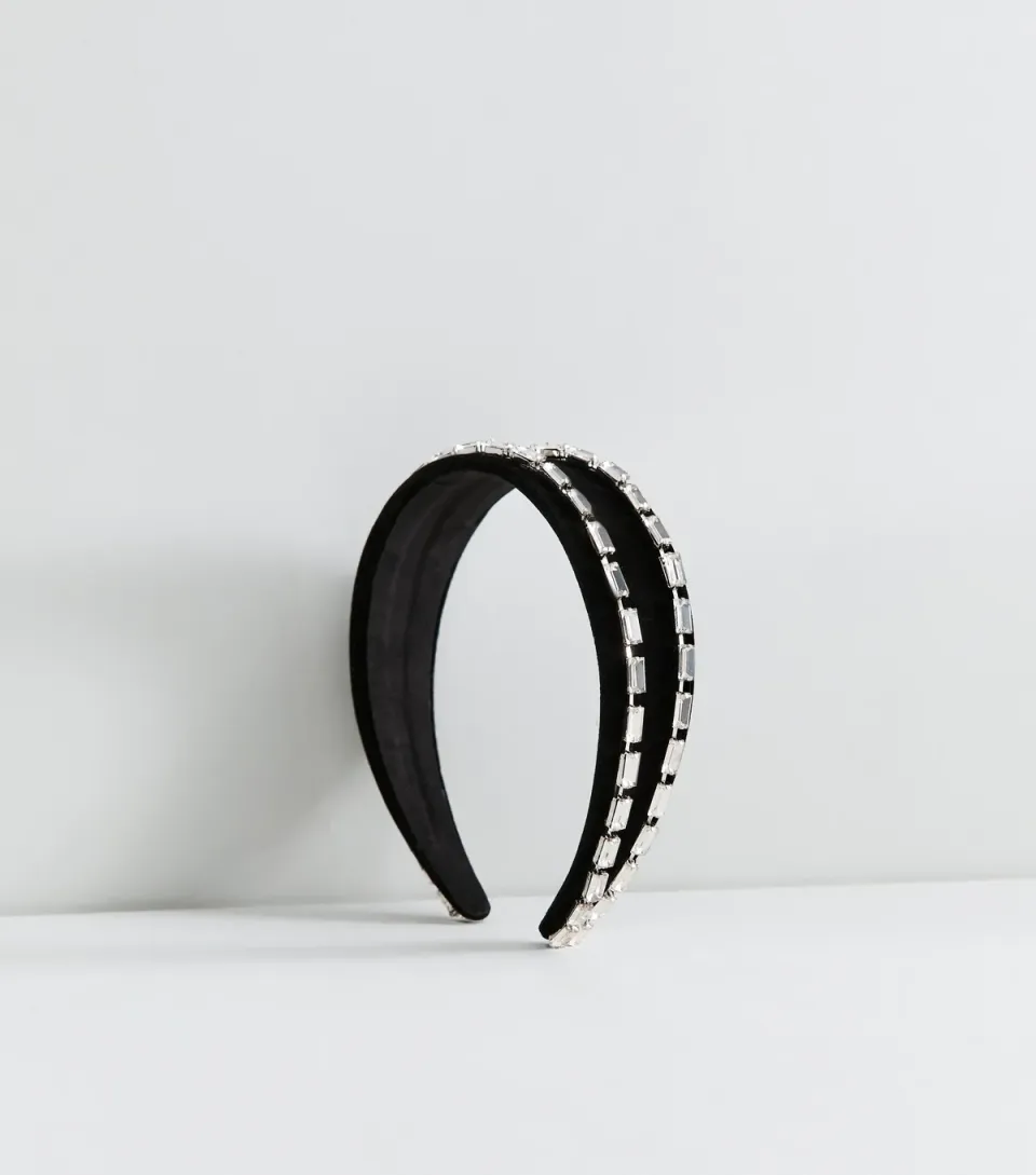 Black Velvet Gem Embellished Headband