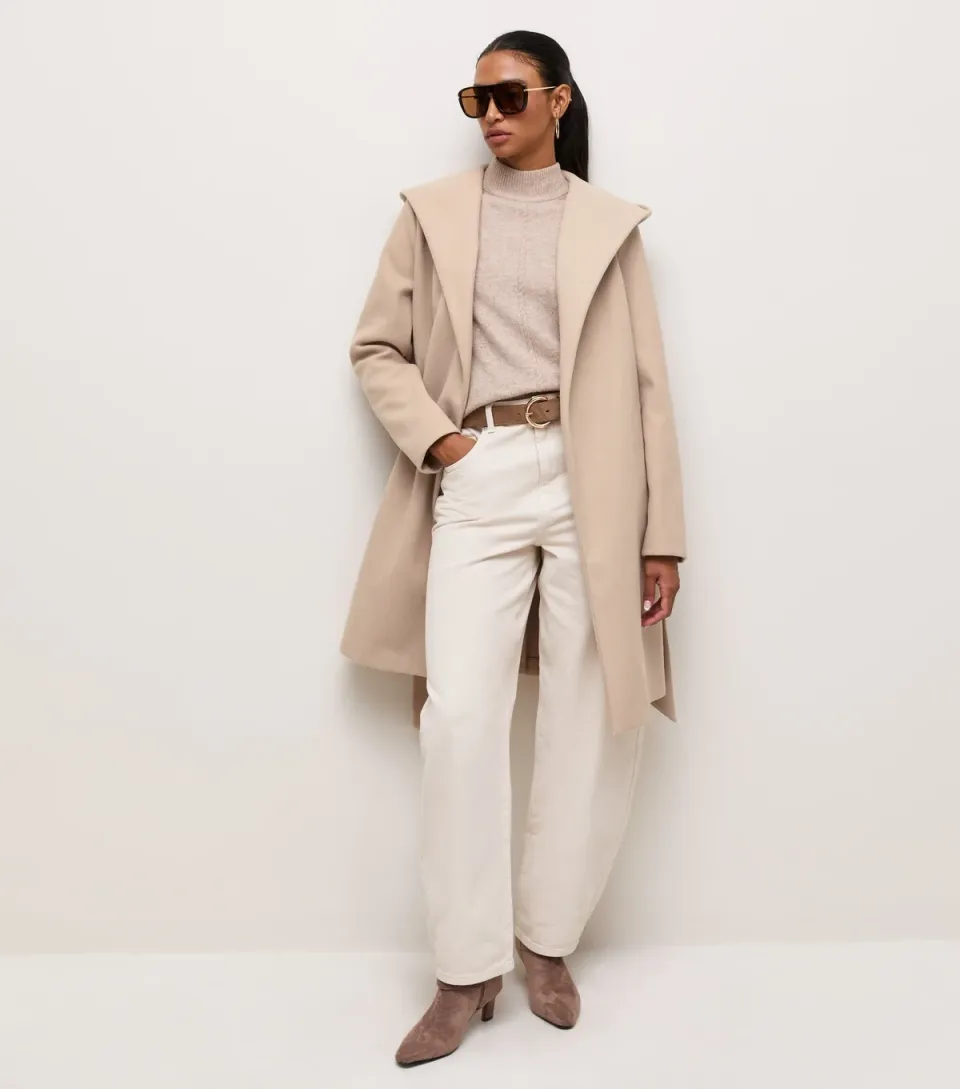 Women's Oatmeal Wrap Hooded Coat