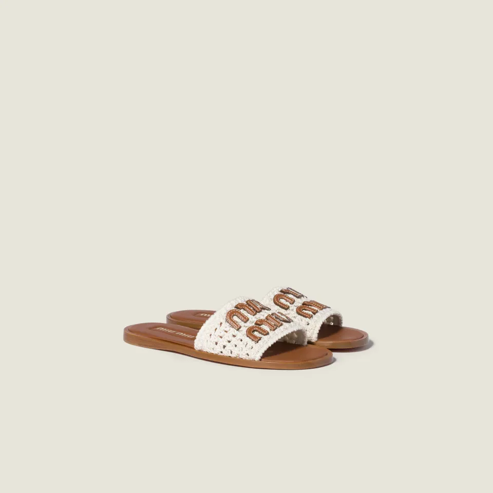 Crochet and leather slides