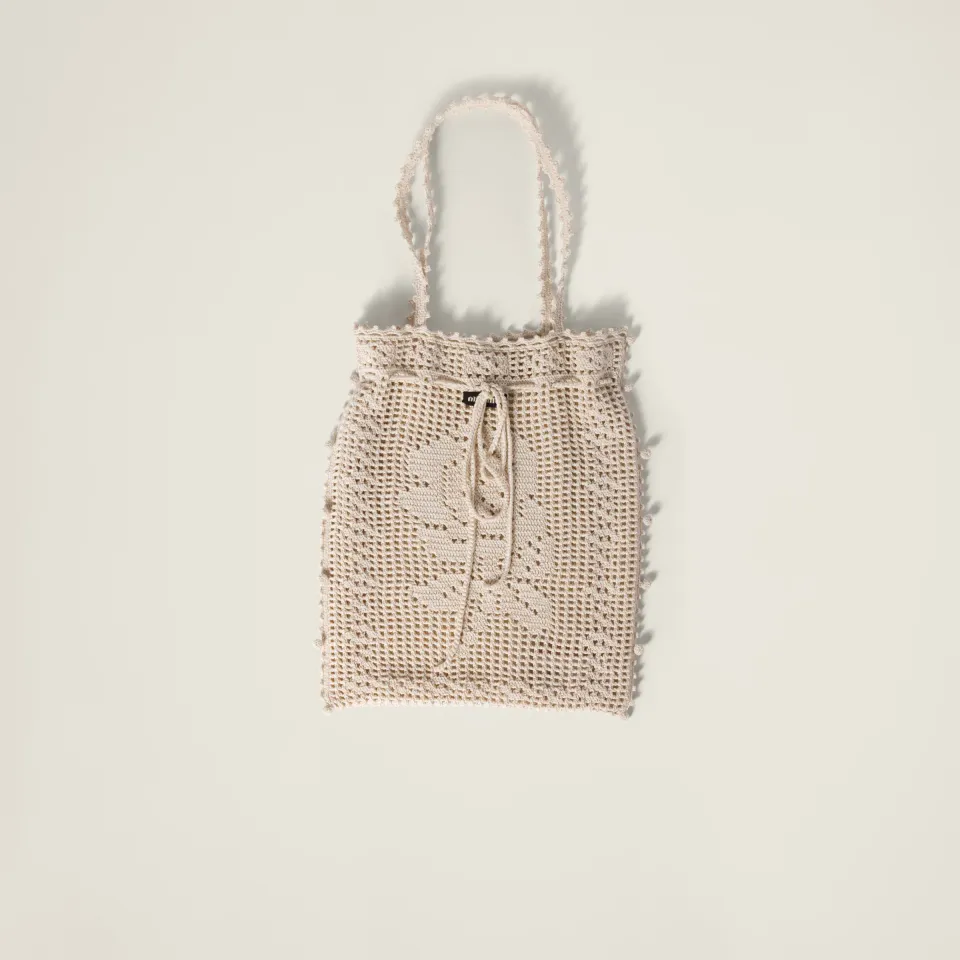 Crochet-effect cotton bag