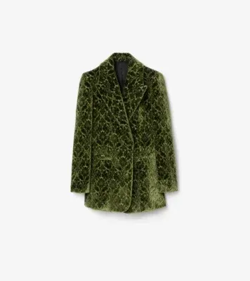 Baroque Velvet Blazer in Green - Women, Nylon