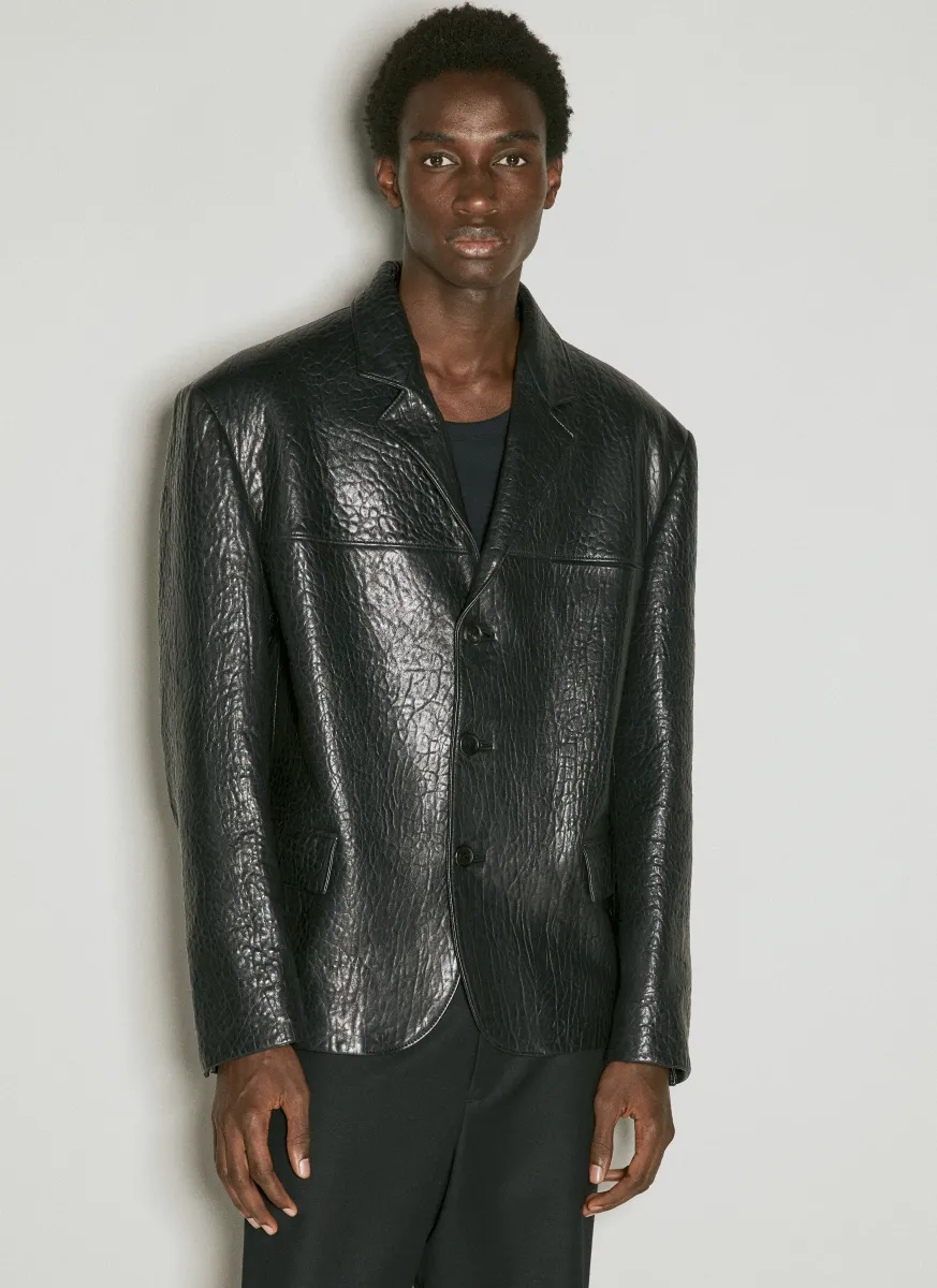 Pebbled Leather Blazer