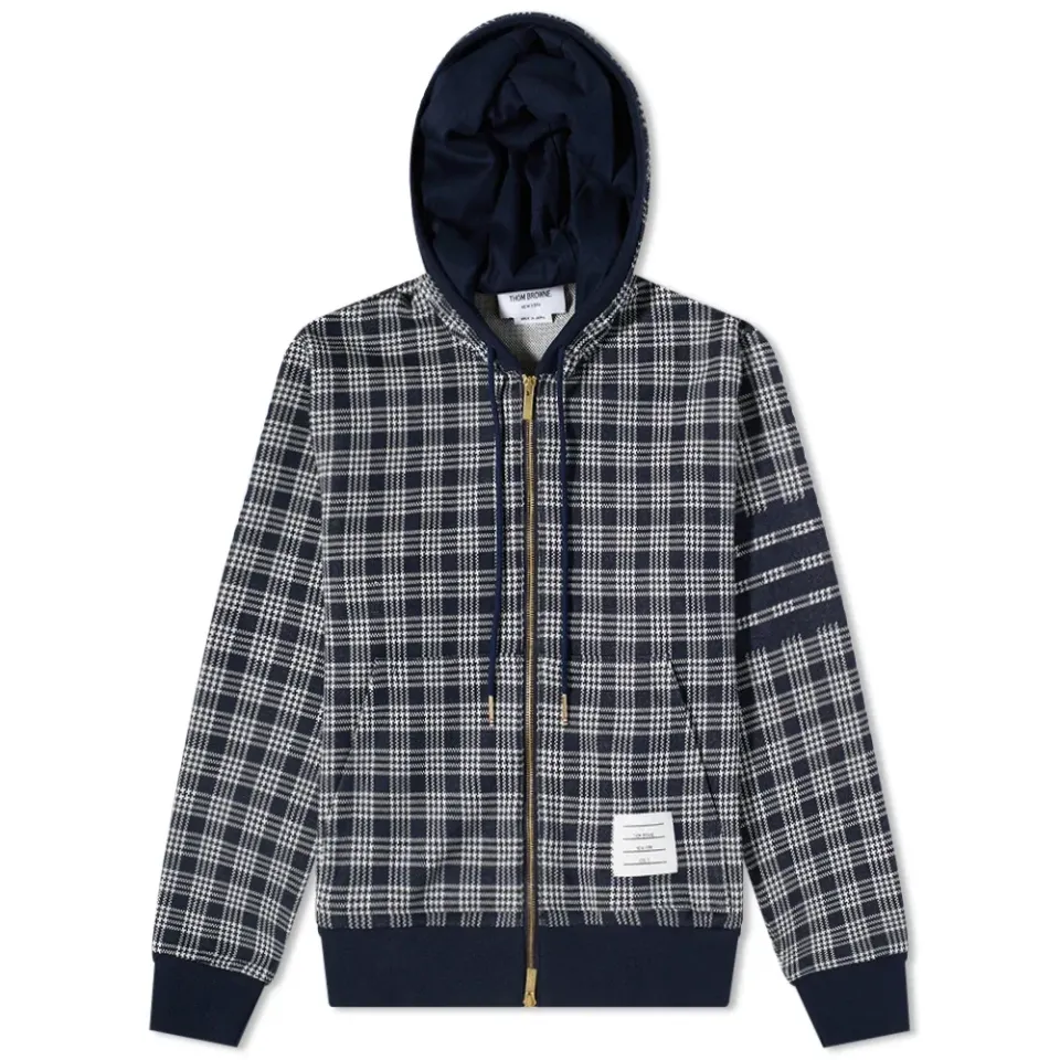 Check Engineered Stripe Zip Hoodie
