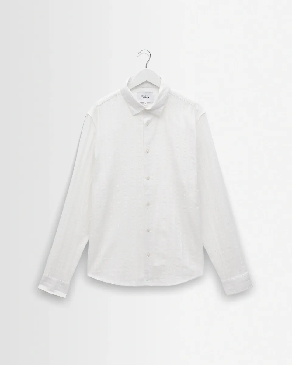 Dartford - White Dobby Stripe Organic Cotton Shirt