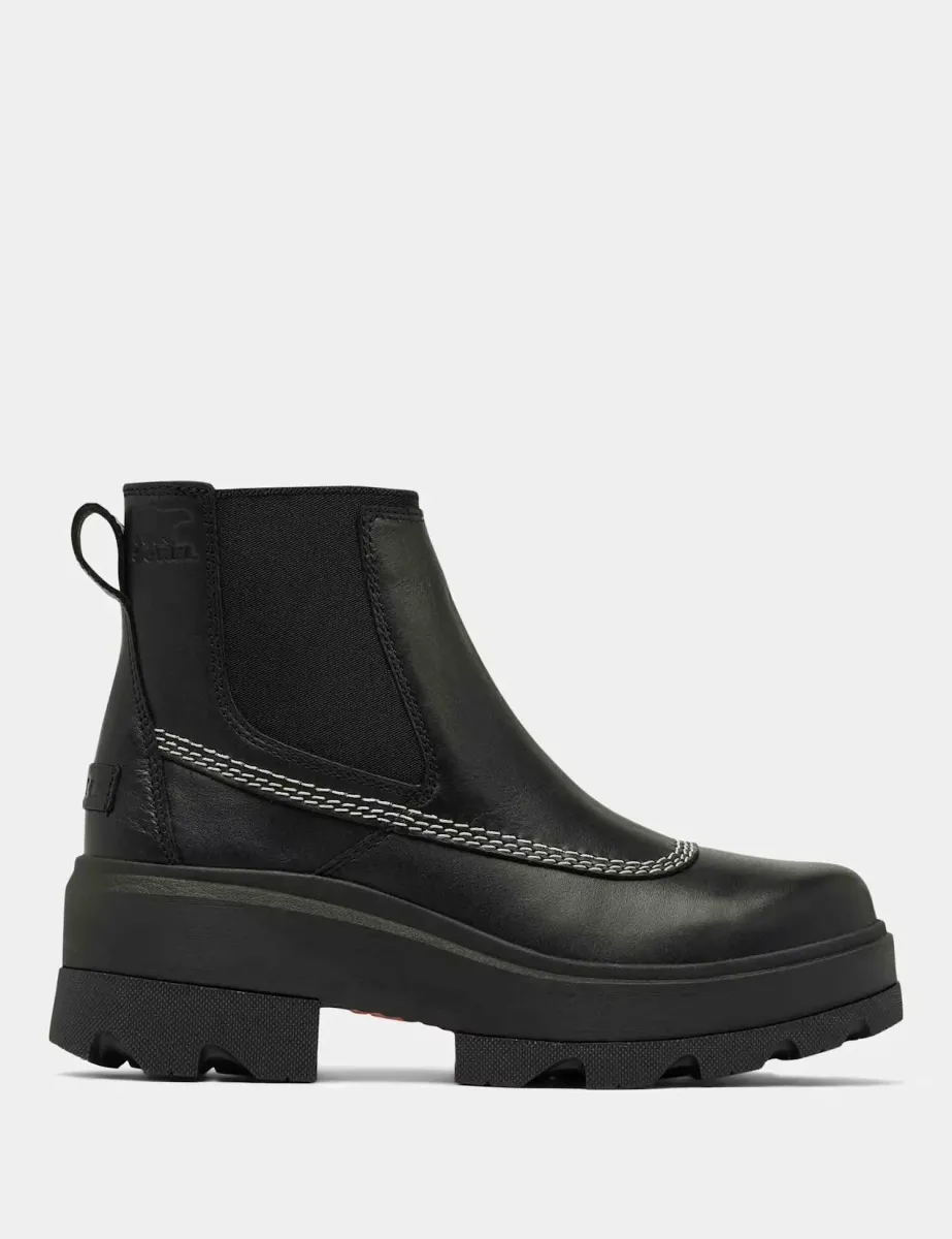 Joan Leather Block Heel Chelsea Boots Black