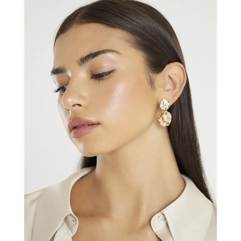 Hammered Coin Drop Earrings