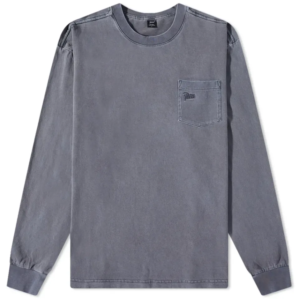 Basic Washed Pocket Long Sleeve T-Shirt