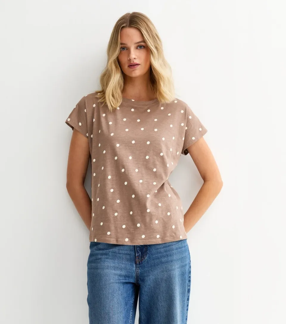 Women's Mink Polka Dot Grown On Sleeve T-Shirt