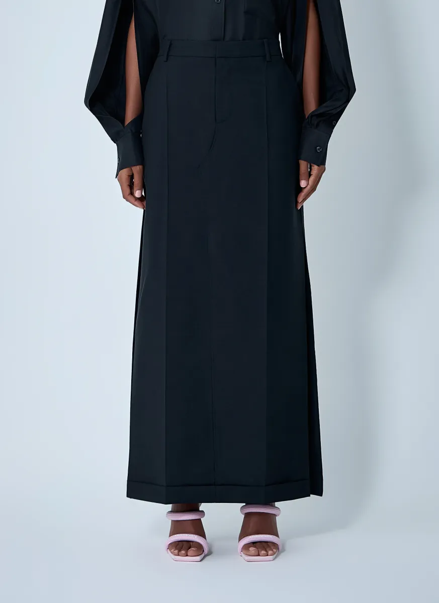 Tailored Wool-Mohair Maxi Skirt