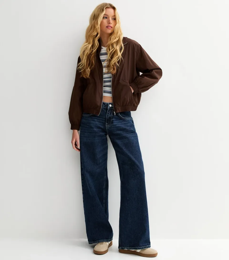 Women's Blue Low Rise Baggy Wide Leg Jeans