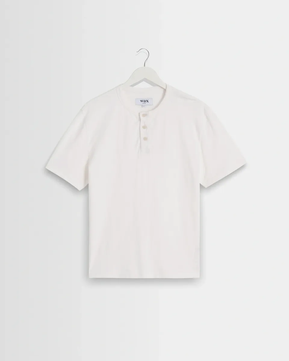 Hill - Off White Slub Organic Cotton Henley t-Shirt