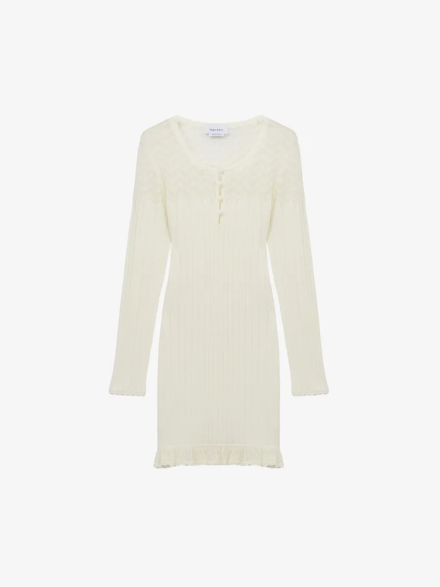 Pointelle Knit Mini Dress