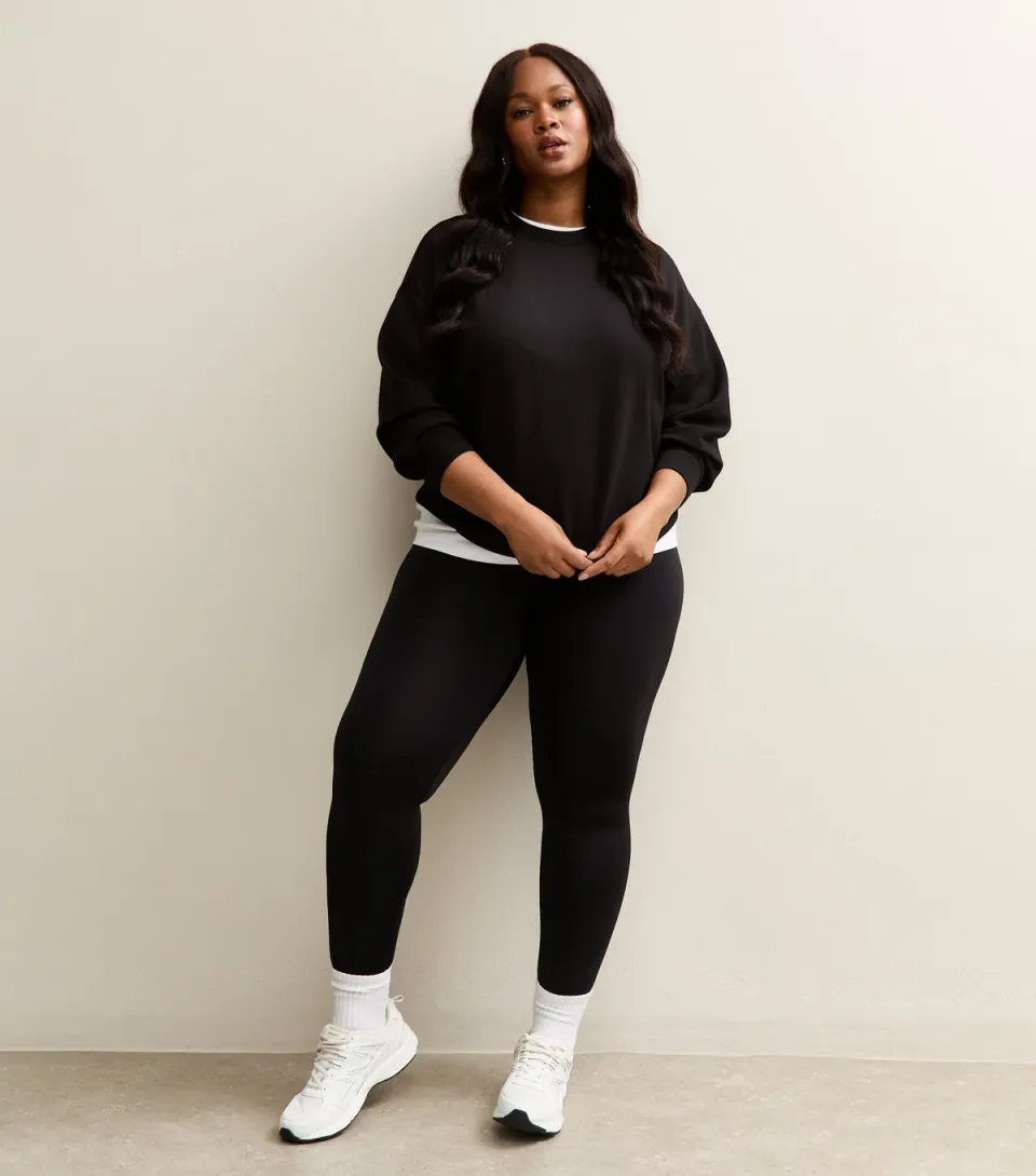 Women's Plus Size Black Contour Leggings Curves
