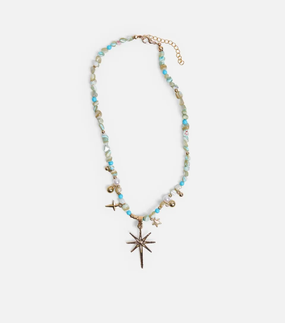 Turquoise Beaded Star Pendant Necklace