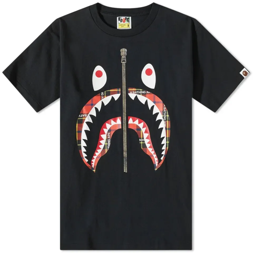 BAPE Logo Check Shark T-Shirt
