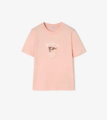 Check Flag Cotton T-shirt in Compact pink
