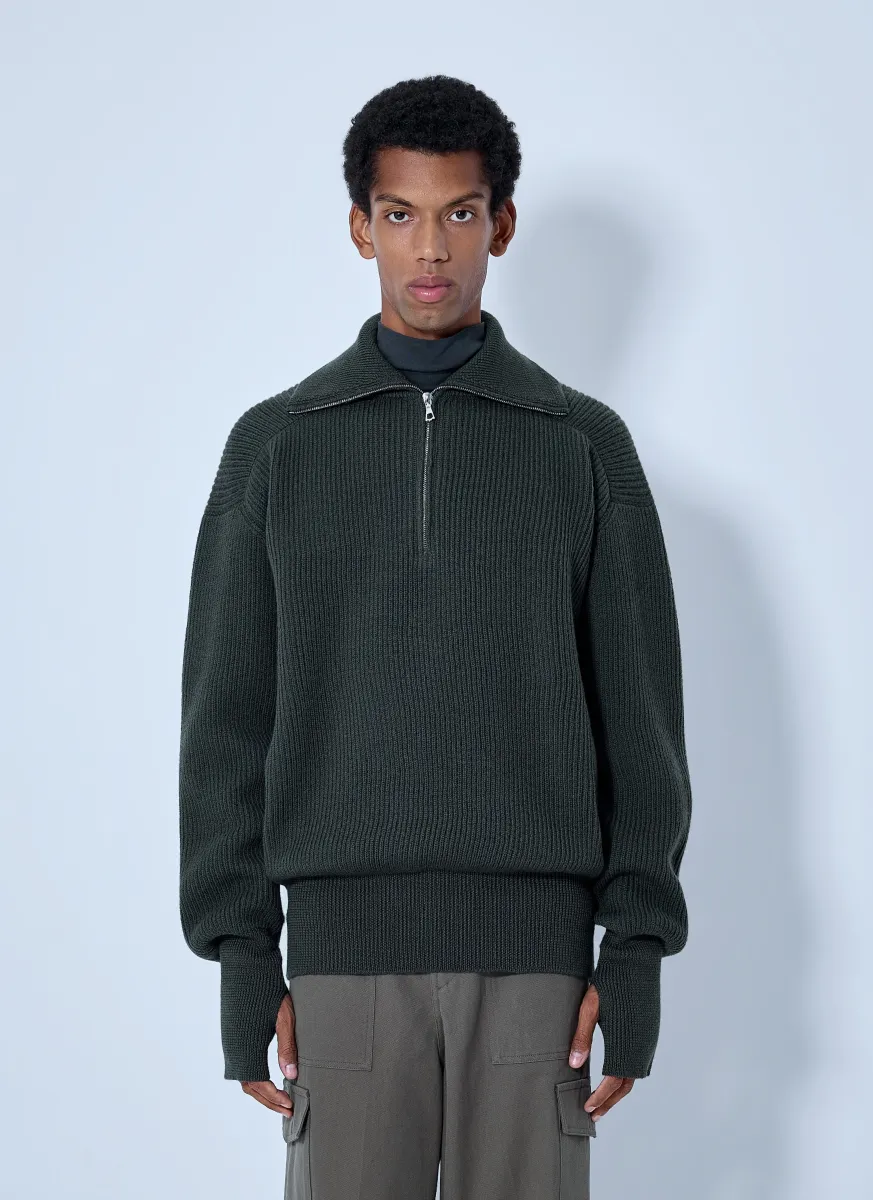 Ribbed High Neck Sweatshirt