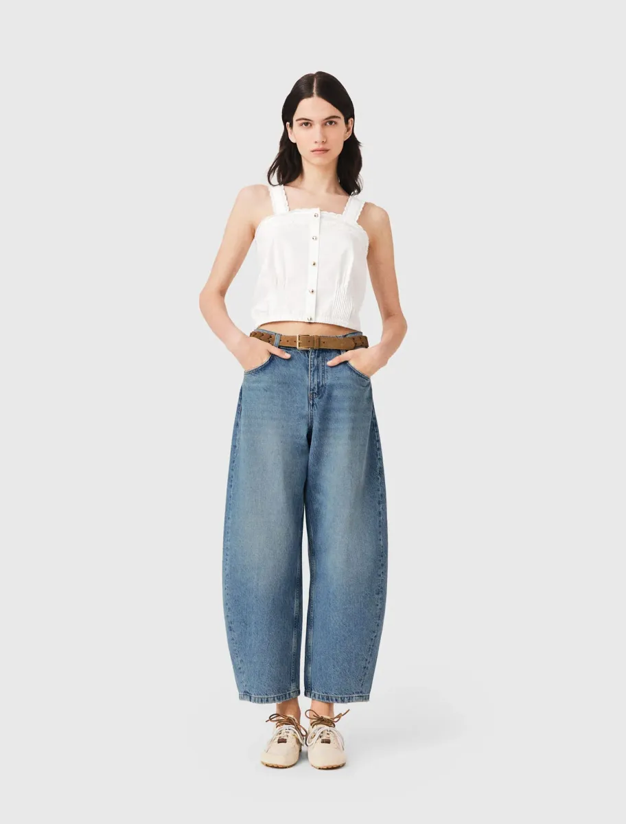 Crop top with lace trim