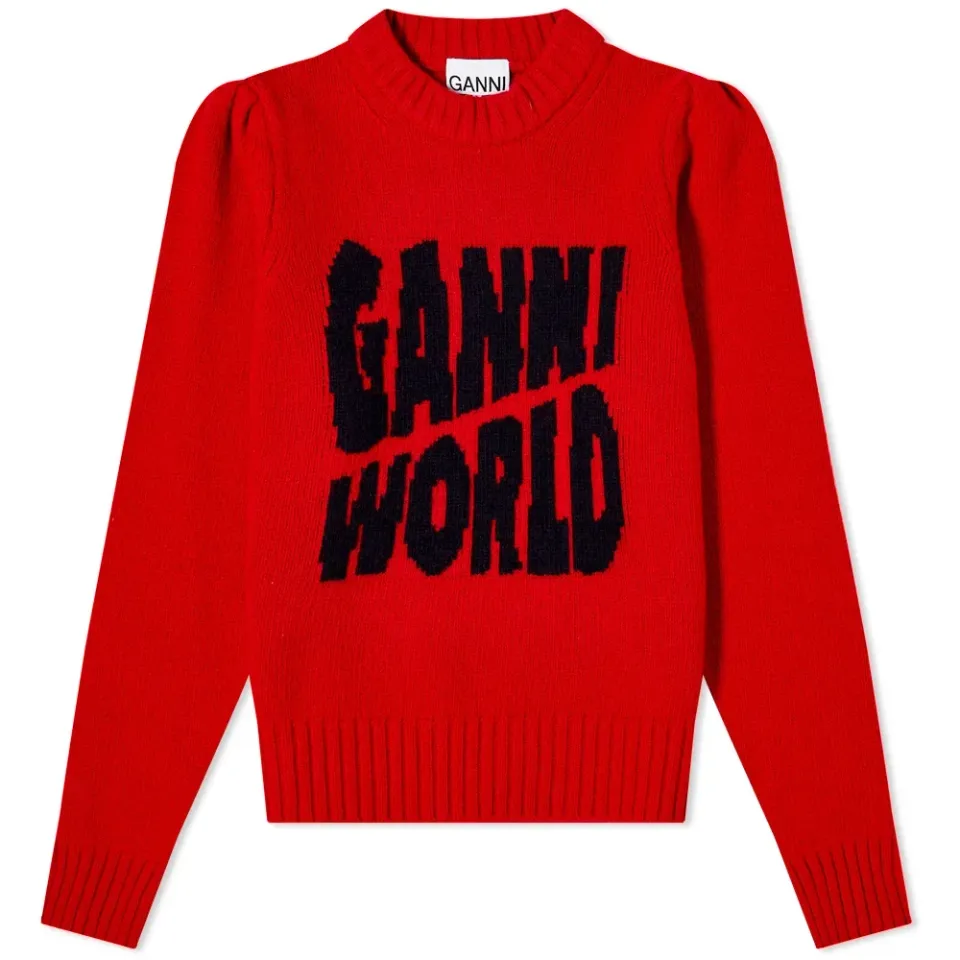 Graphic Puff Shoulder Pullover Knit