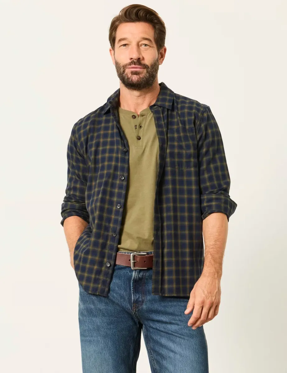 Pure Cotton Check Shirt Navy Mix