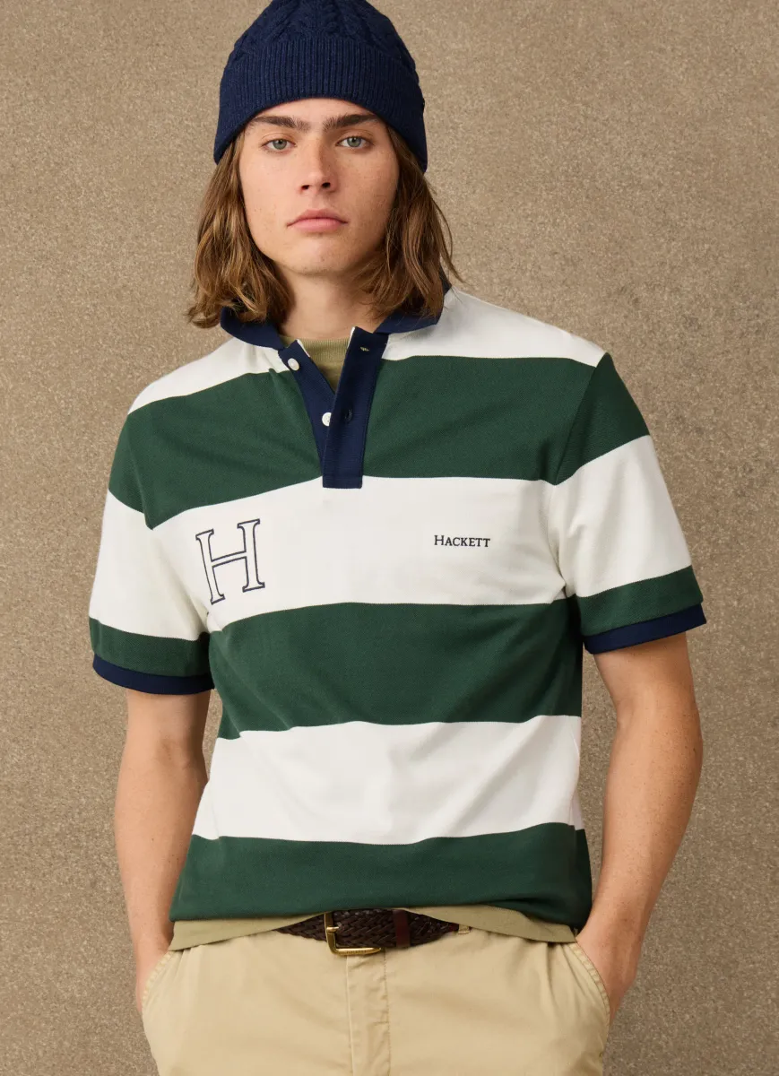 Classic Fit Short Sleeve Striped Polo