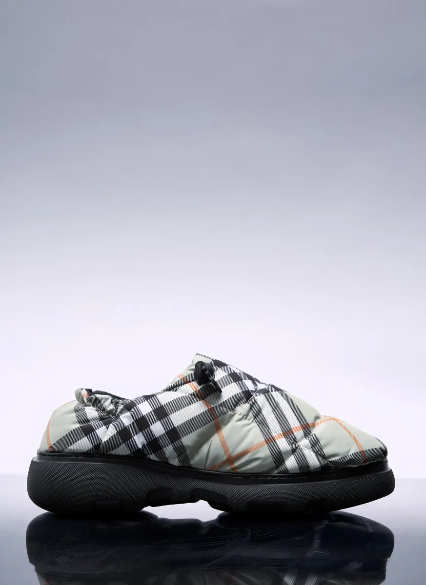 Check Nylon-Blend Pillow Mule